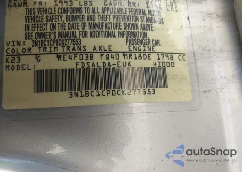 2012 Nissan Versa 1.8 S z USA, uszkodzony, nr VIN 3N1BC1CP0CK277553